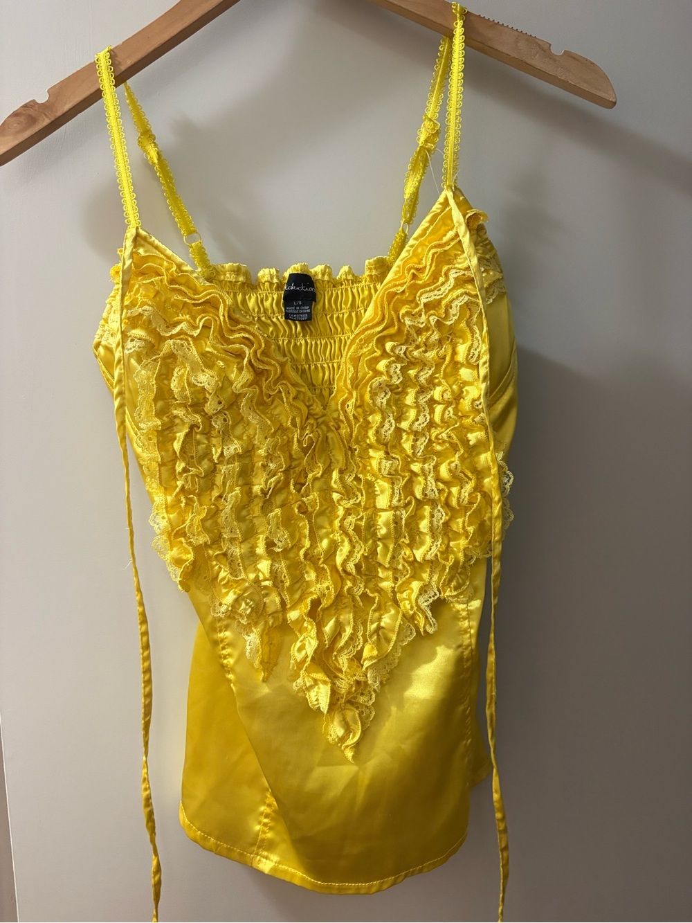 Ruffled Satin Cami Tank Top